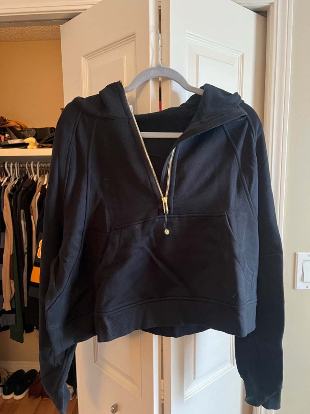 lululemon athletica Black Quarter-Zip Hoodie with Gold Zipper